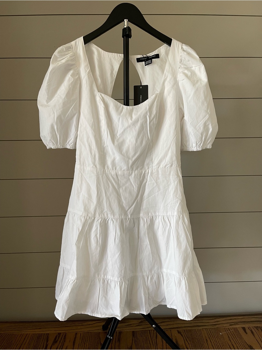 French Connection White Puff Sleeve Mini Dress